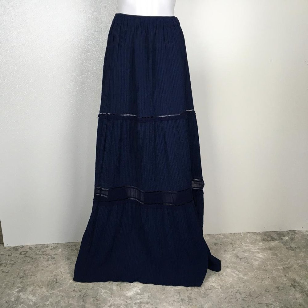 NWT Ramy Brook Women's Leona Maxi Skirt Blue Navy Sz S